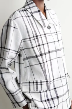 KARIERTE JACKE AUS LEINEN