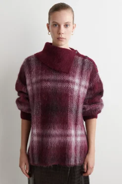 KARIERTER PULLOVER AUS ALPAKA-MIX MIT KNOPF