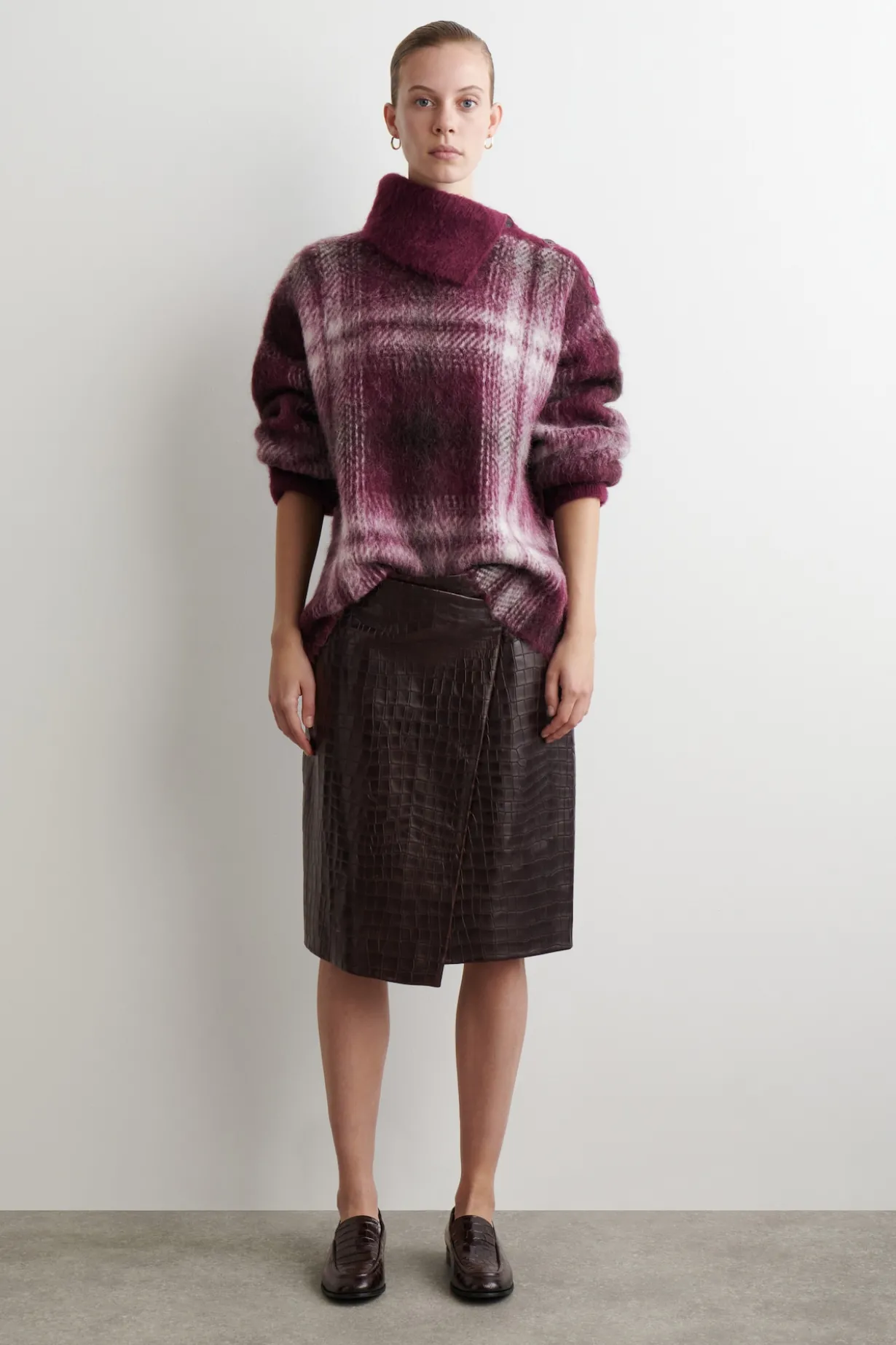 KARIERTER PULLOVER AUS ALPAKA-MIX MIT KNOPF