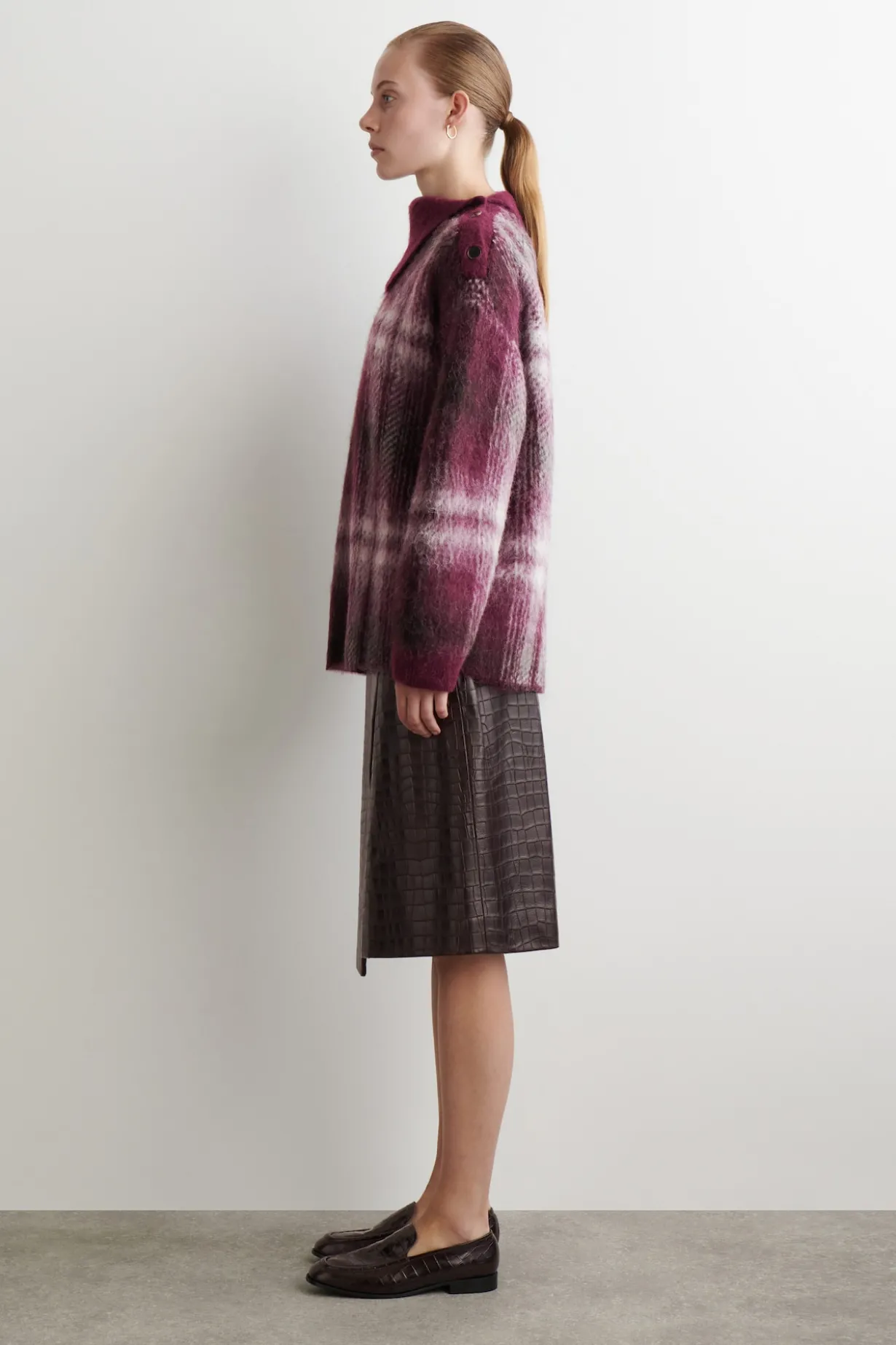 KARIERTER PULLOVER AUS ALPAKA-MIX MIT KNOPF
