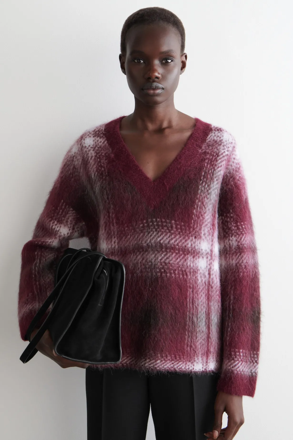 KARIERTER PULLOVER AUS ALPAKA-MIX