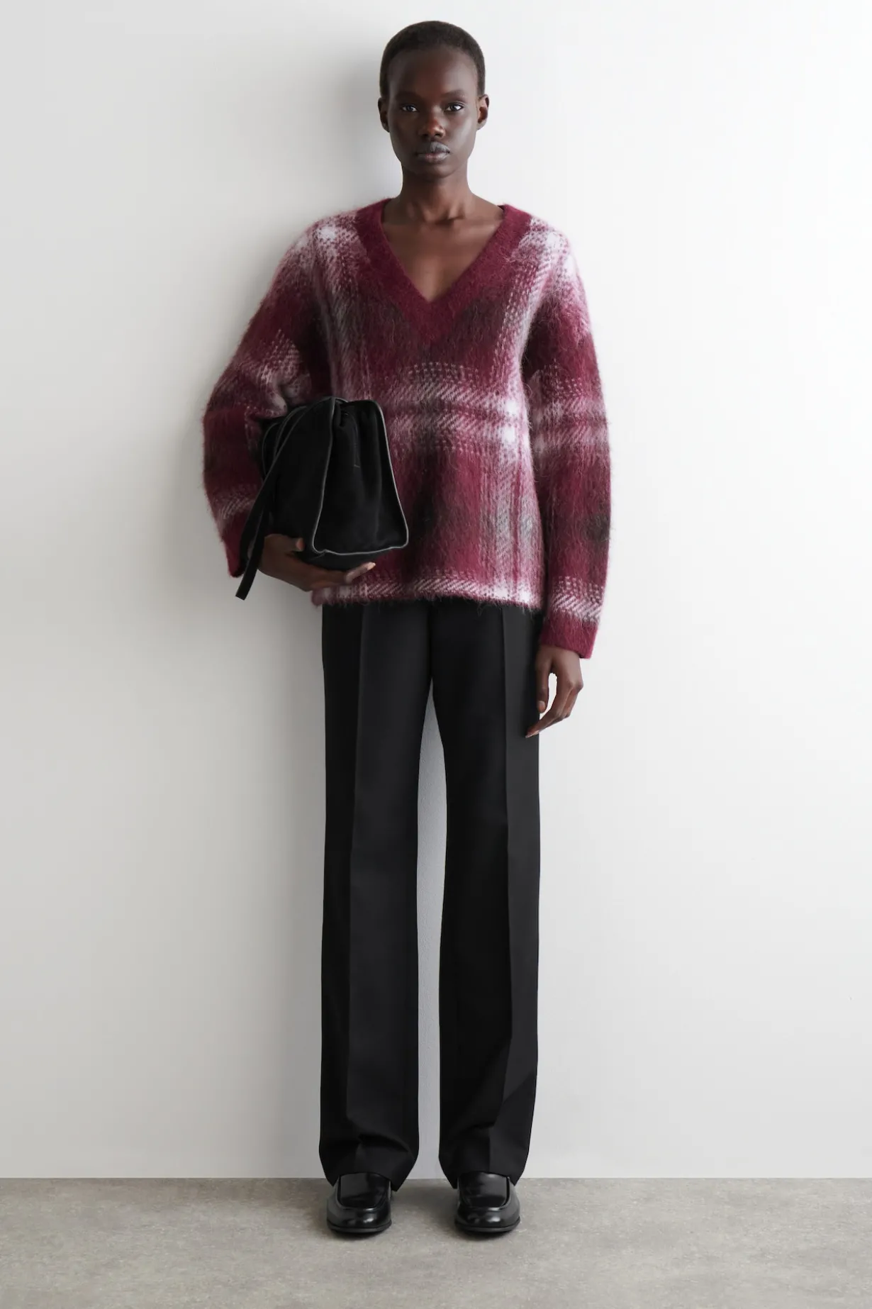 KARIERTER PULLOVER AUS ALPAKA-MIX