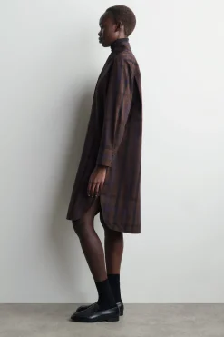KARIERTES HEMDKLEID AUS WOLL-MIX