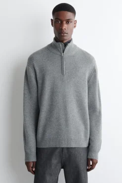 KASCHMIRPULLOVER MIT KURZEM REISSVERSCHLUSS