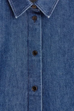 KASTENFÖRMIGES JEANSHEMD MIT KURZEN ÄRMELN