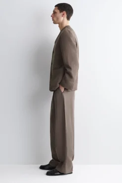 KRAGENLOSER BLAZER AUS LEINEN-MIX