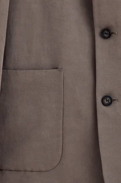 KRAGENLOSER BLAZER AUS LEINEN-MIX