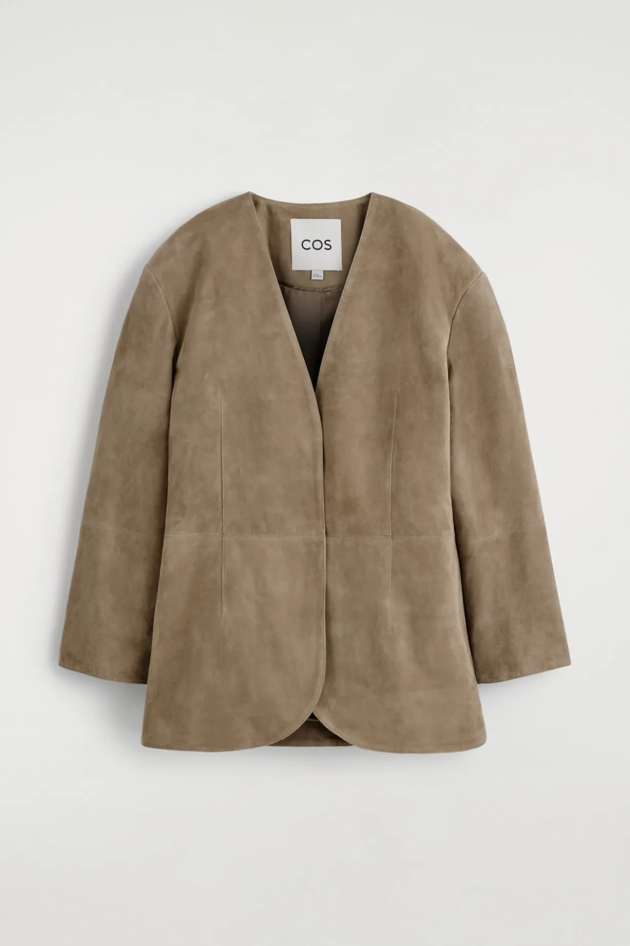 KRAGENLOSER BLAZER AUS VELOURSLEDER