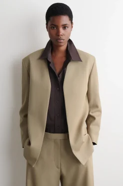 KRAGENLOSER BLAZER AUS WOLL-TWILL