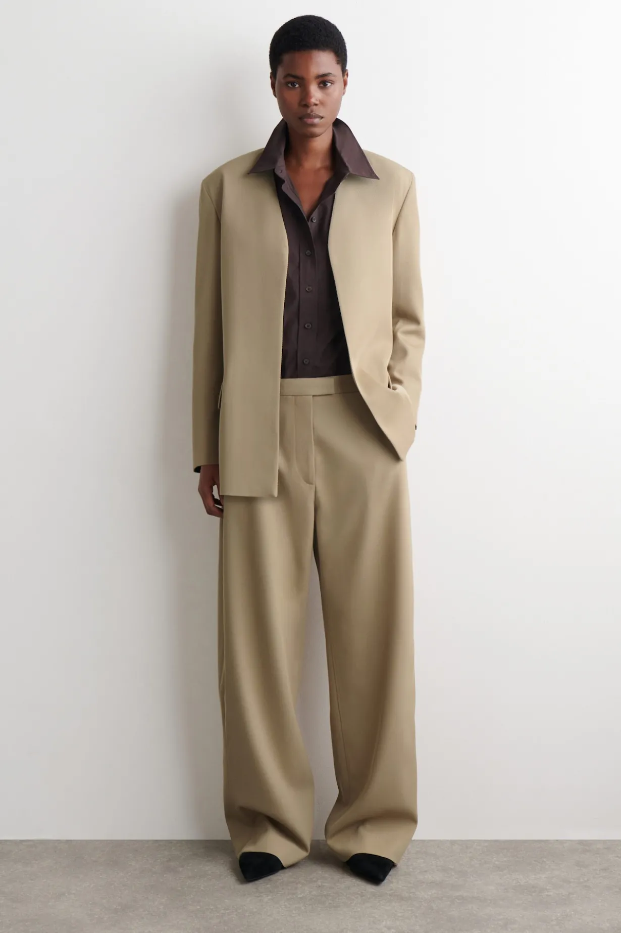 KRAGENLOSER BLAZER AUS WOLL-TWILL