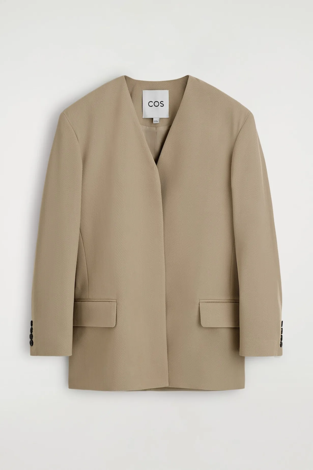 KRAGENLOSER BLAZER AUS WOLL-TWILL