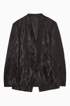 KRAGENLOSER LOCKERER BLAZER MIT ZEBRAMUSTER