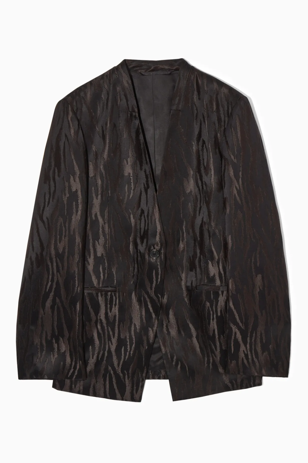 KRAGENLOSER LOCKERER BLAZER MIT ZEBRAMUSTER
