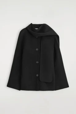 KURZJACKE AUS DOUBLEFACE-WOLLE MIT SCHAL