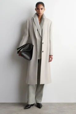 LANGER MANTEL AUS WOLL-TWILL