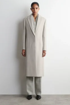 LANGER MANTEL AUS WOLL-TWILL