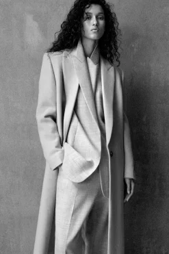 LANGER MANTEL AUS WOLL-TWILL
