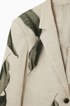 LEINENBLAZER MIT BLATT-PRINT MIT NORMALER PASSFORM