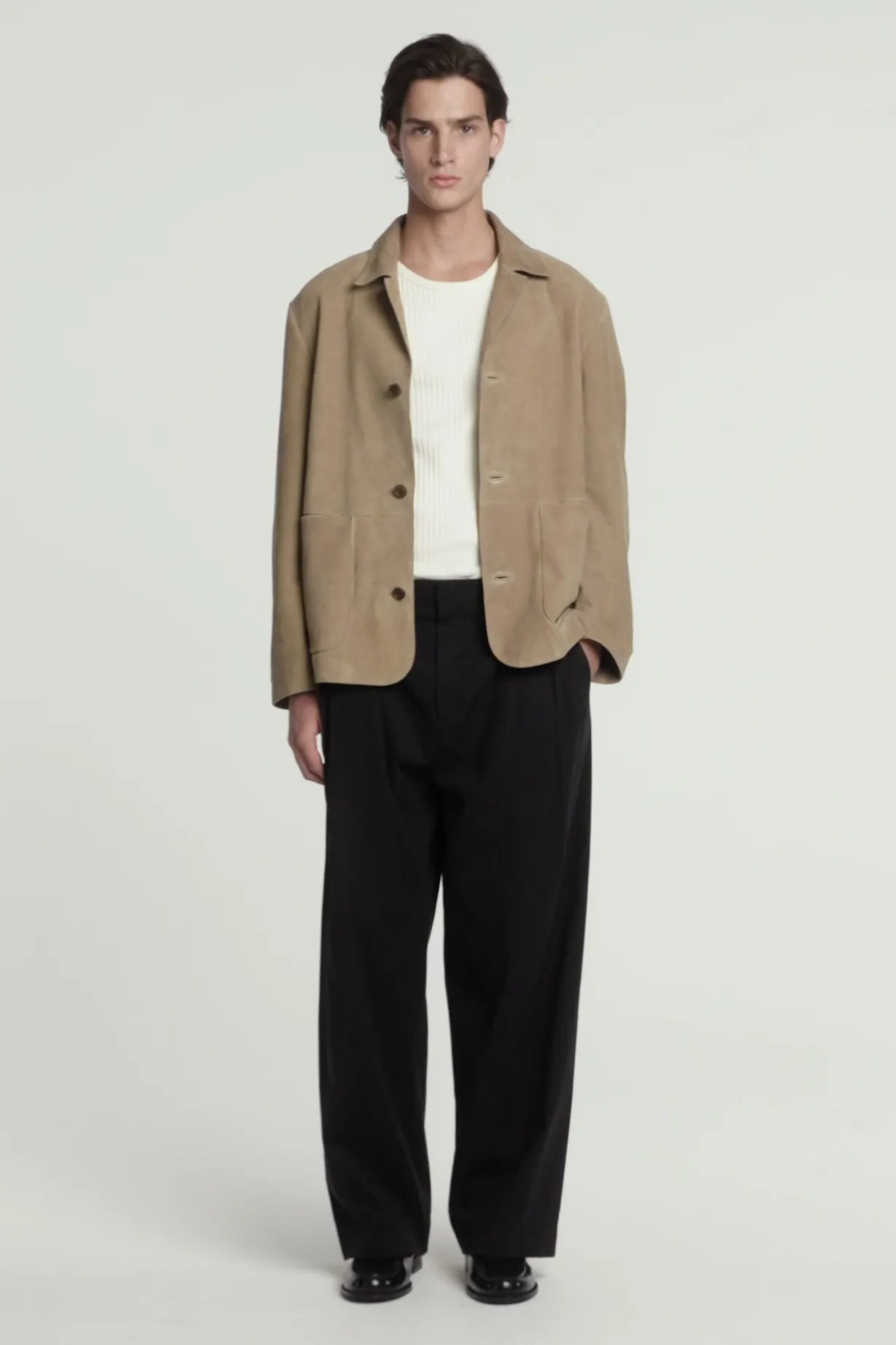 LOCKERE JACKE AUS VELOURSLEDER