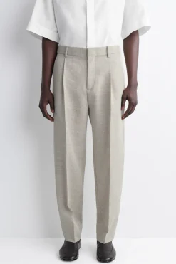LOCKERE LEINEN-WOLLHOSE MIT BARREL-BEIN