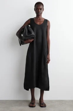 MAXIKLEID AUS LEINEN MIT ELASTISCHEM SAUM