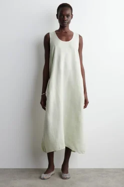 MAXIKLEID AUS LEINEN MIT ELASTISCHEM SAUM