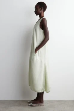 MAXIKLEID AUS LEINEN MIT ELASTISCHEM SAUM