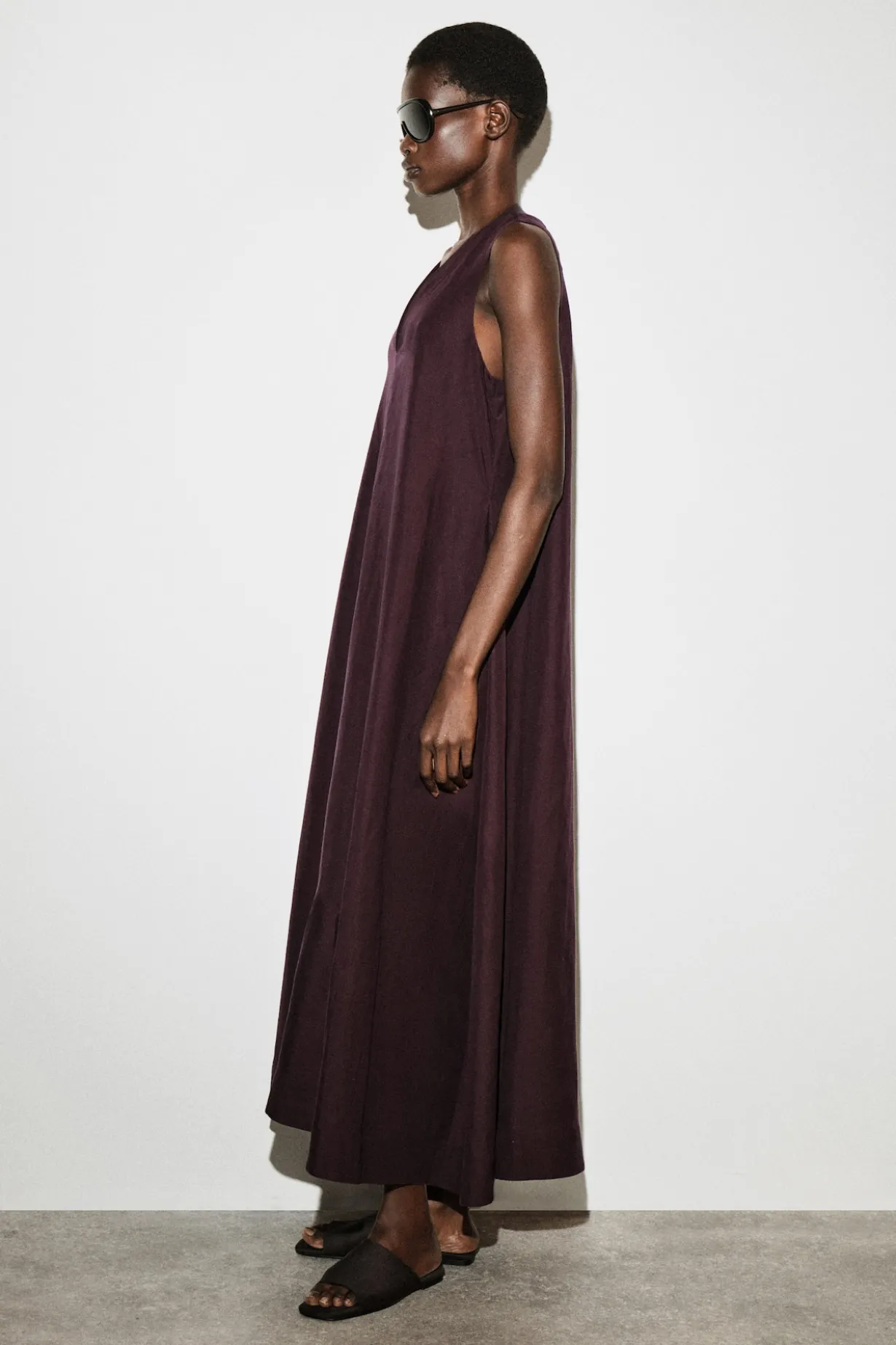 MAXIKLEID AUS LEINEN-MIX IN A-LINIE