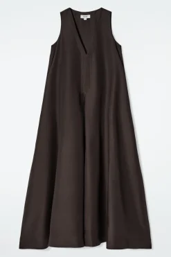 MAXIKLEID AUS LEINEN-MIX IN A-LINIE