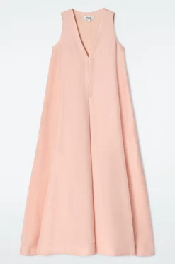 MAXIKLEID AUS LEINEN-MIX IN A-LINIE