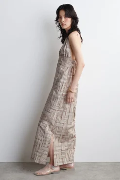 MAXIKLEID MIT V-AUSSCHNITT UND PRINT