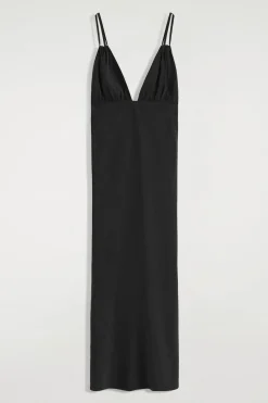 MAXIKLEID MIT V-AUSSCHNITT UND RAFFUNGEN