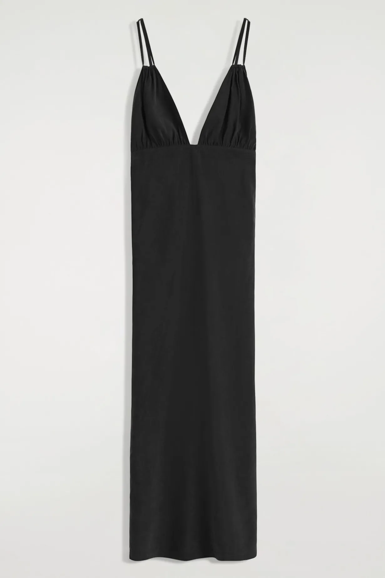 MAXIKLEID MIT V-AUSSCHNITT UND RAFFUNGEN