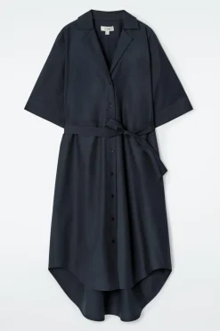 MIDI-HEMDKLEID MIT KURZEN ÄRMELN UND GÜRTEL