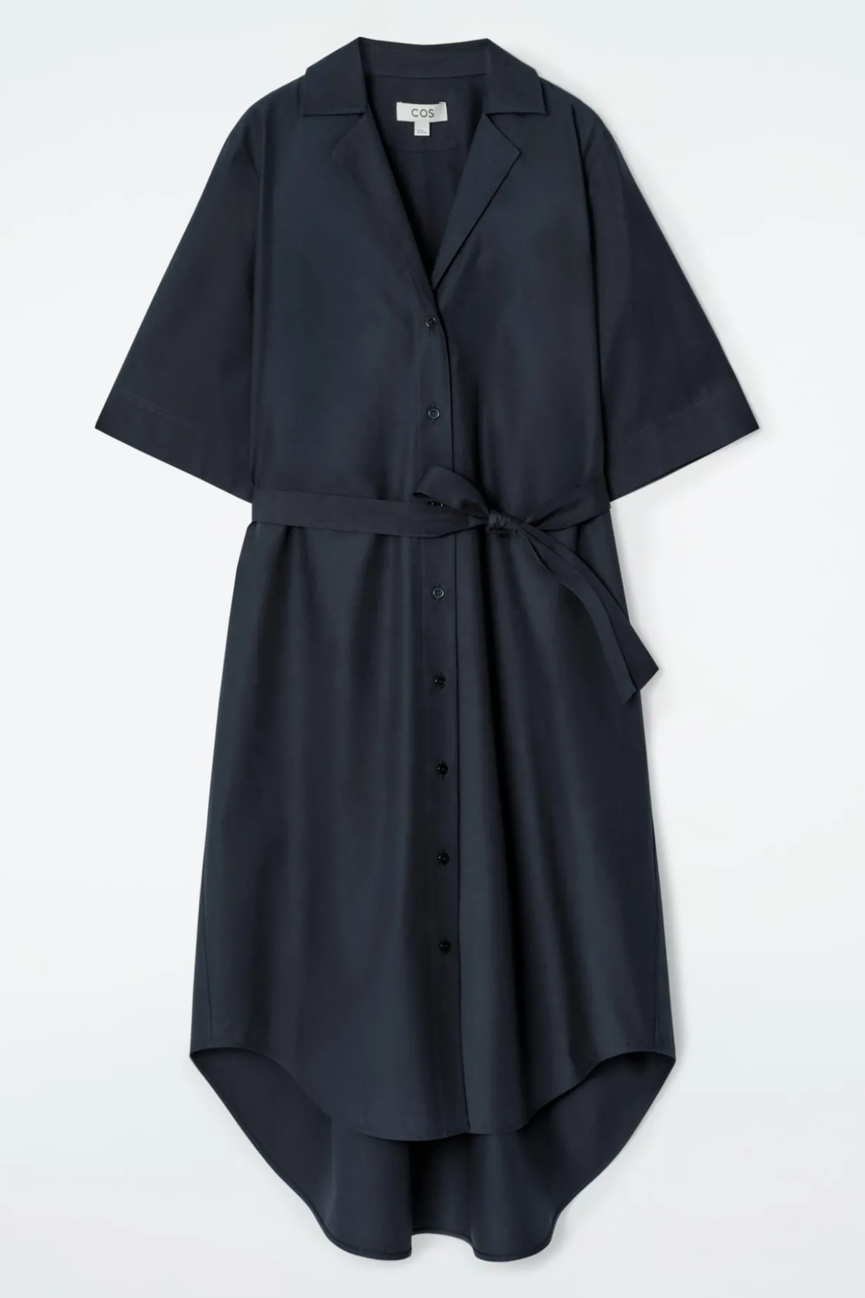 MIDI-HEMDKLEID MIT KURZEN ÄRMELN UND GÜRTEL