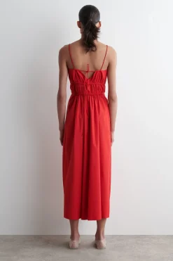 MIDIKLEID AUS BAUMWOLLE MIT RAFFUNGEN