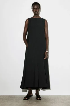 MIDIKLEID AUS BAUMWOLLE MIT ABGESETZTEM SAUM