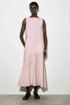 MIDIKLEID AUS BAUMWOLLE MIT ABGESETZTEM SAUM