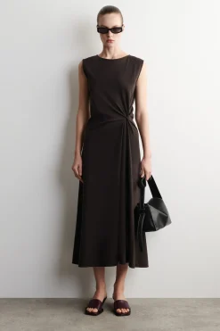 MIDIKLEID AUS JERSEY MIT TWIST-DETAIL