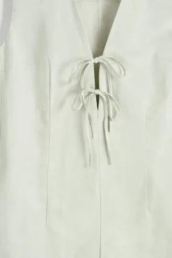 MIDIKLEID AUS LEINEN-MIX MIT BINDEDETAIL VORNE