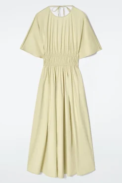 MIDIKLEID MIT RÜCKENAUSSCHNITT UND RAFFUNGEN