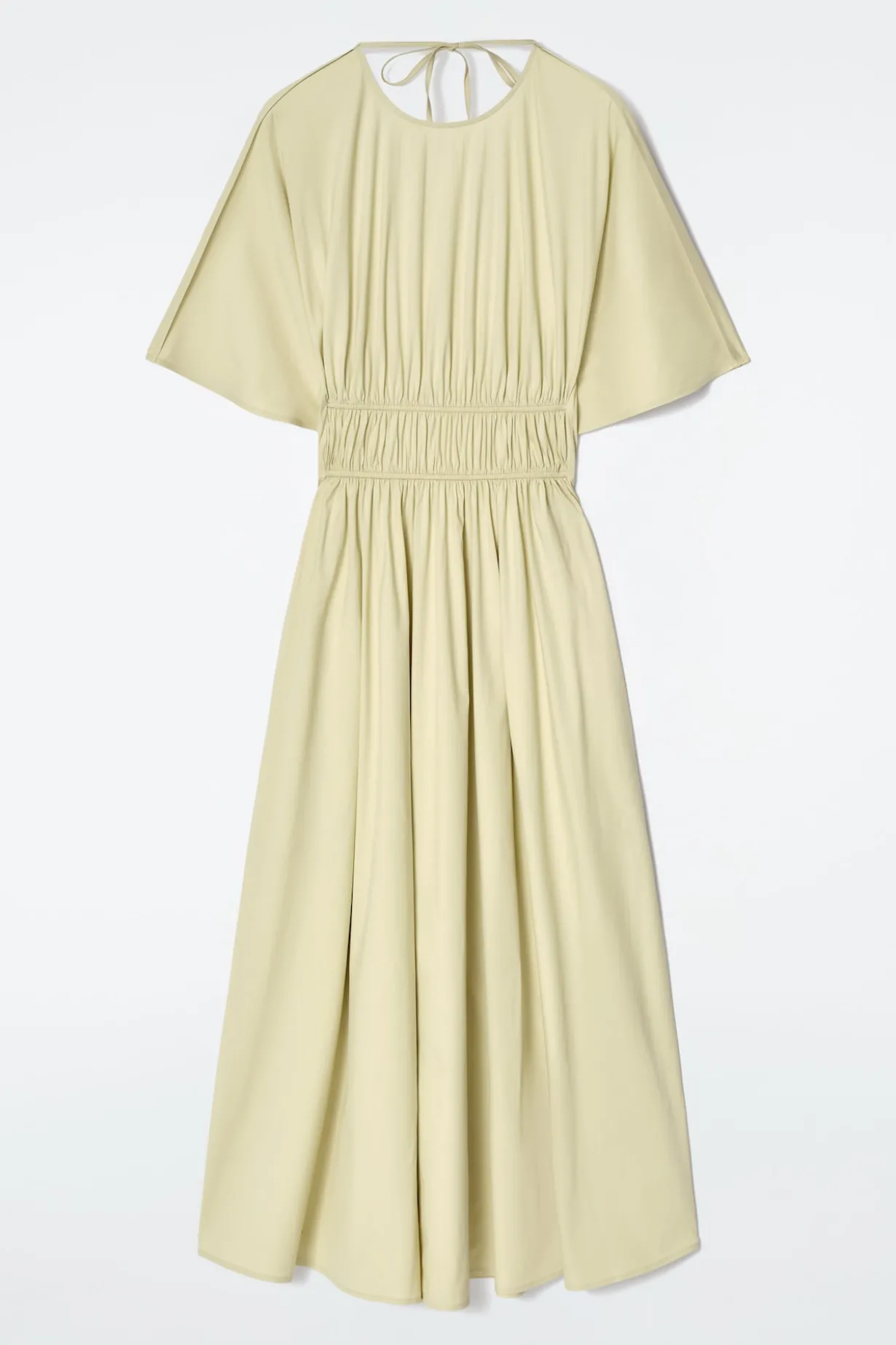 MIDIKLEID MIT RÜCKENAUSSCHNITT UND RAFFUNGEN