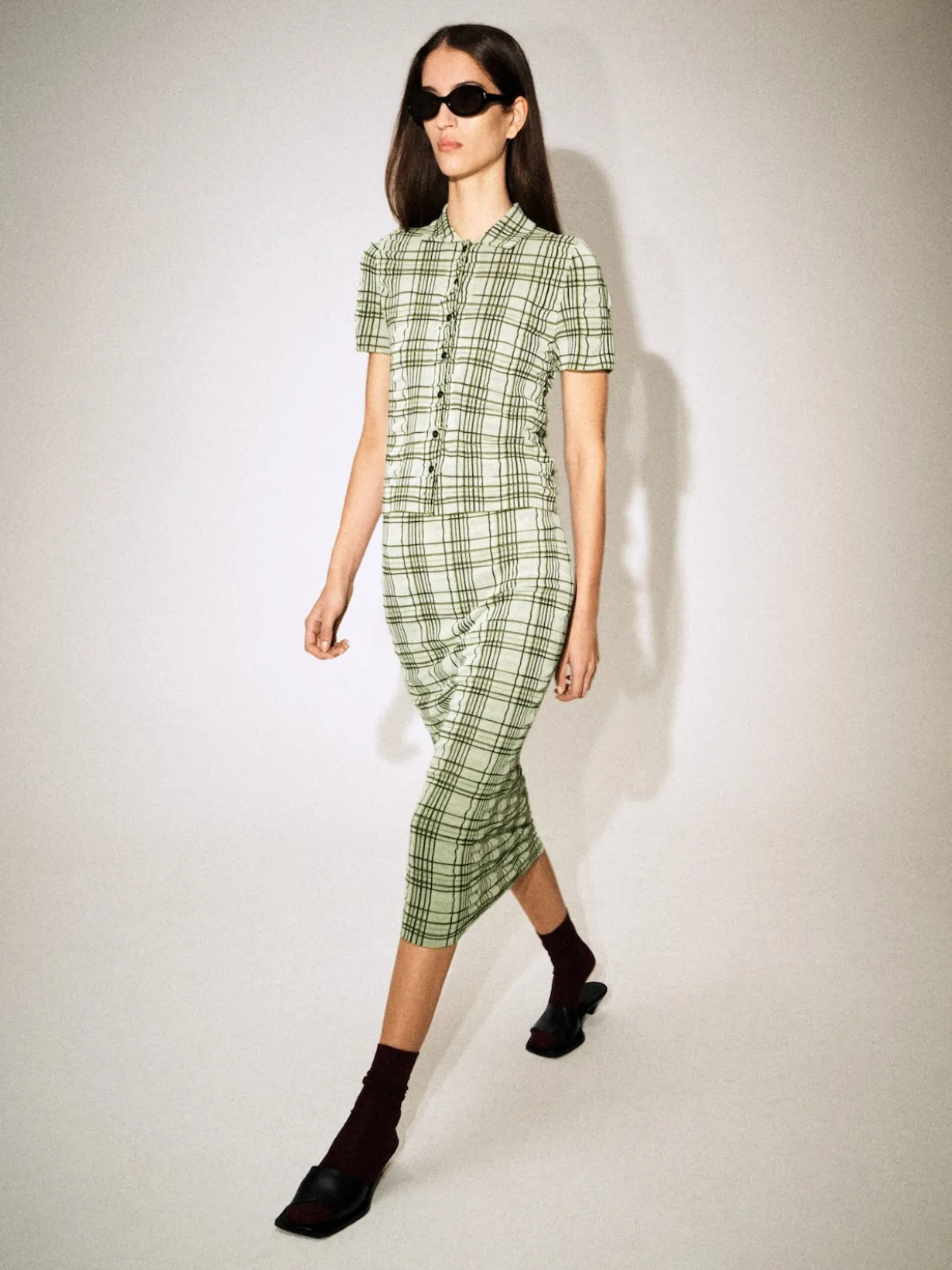 MIDIROCK AUS BAUMWOLL-JACQUARD MIT KAROMUSTER