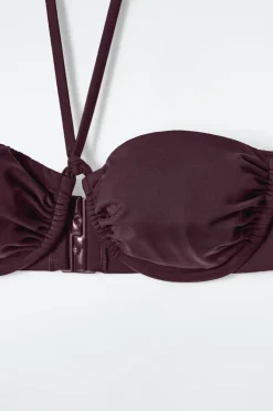 NECKHOLDER-BIKINIOBERTEIL MIT BÜGELN UND RAFFUNGEN