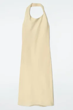 NECKHOLDER-KLEID AUS LEINEN-MIX