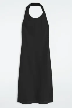 NECKHOLDER-KLEID AUS LEINEN-MIX