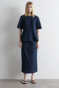 OBERTEIL AUS DENIM MIT SCHÖSSCHEN
