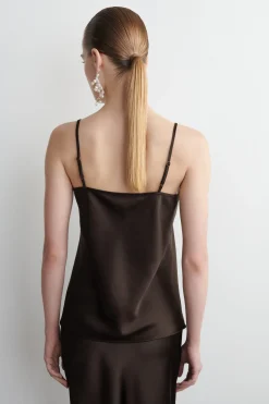 OBERTEIL AUS SATIN MIT SPITZENBESATZ