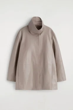 OVERSIZED-LEDERBOMBERJACKE MIT STEHKRAGEN