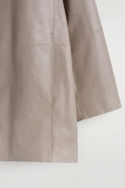 OVERSIZED-LEDERBOMBERJACKE MIT STEHKRAGEN